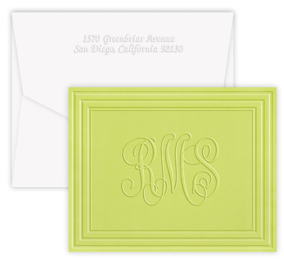 Embossed California Classic Citrus Frame Monogram Note Cards